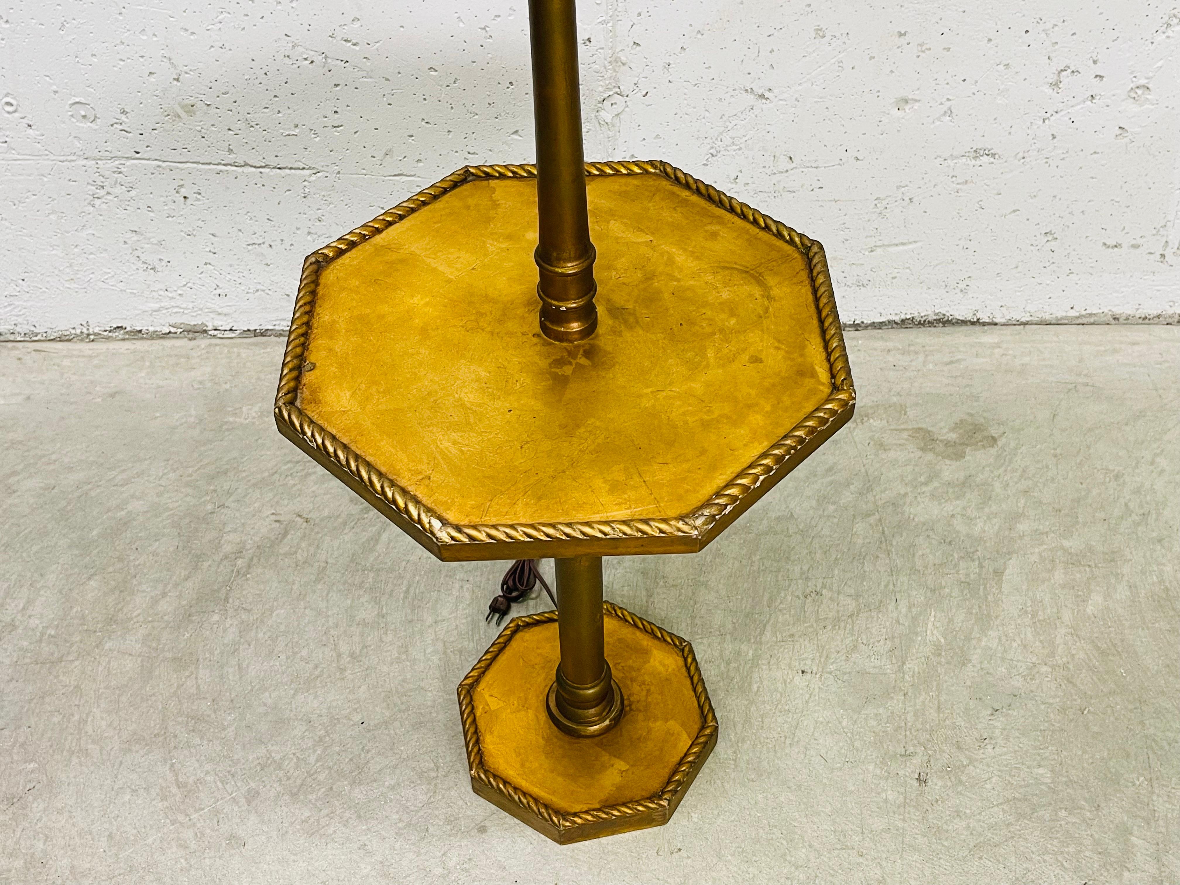 vintage wood floor lamp with table