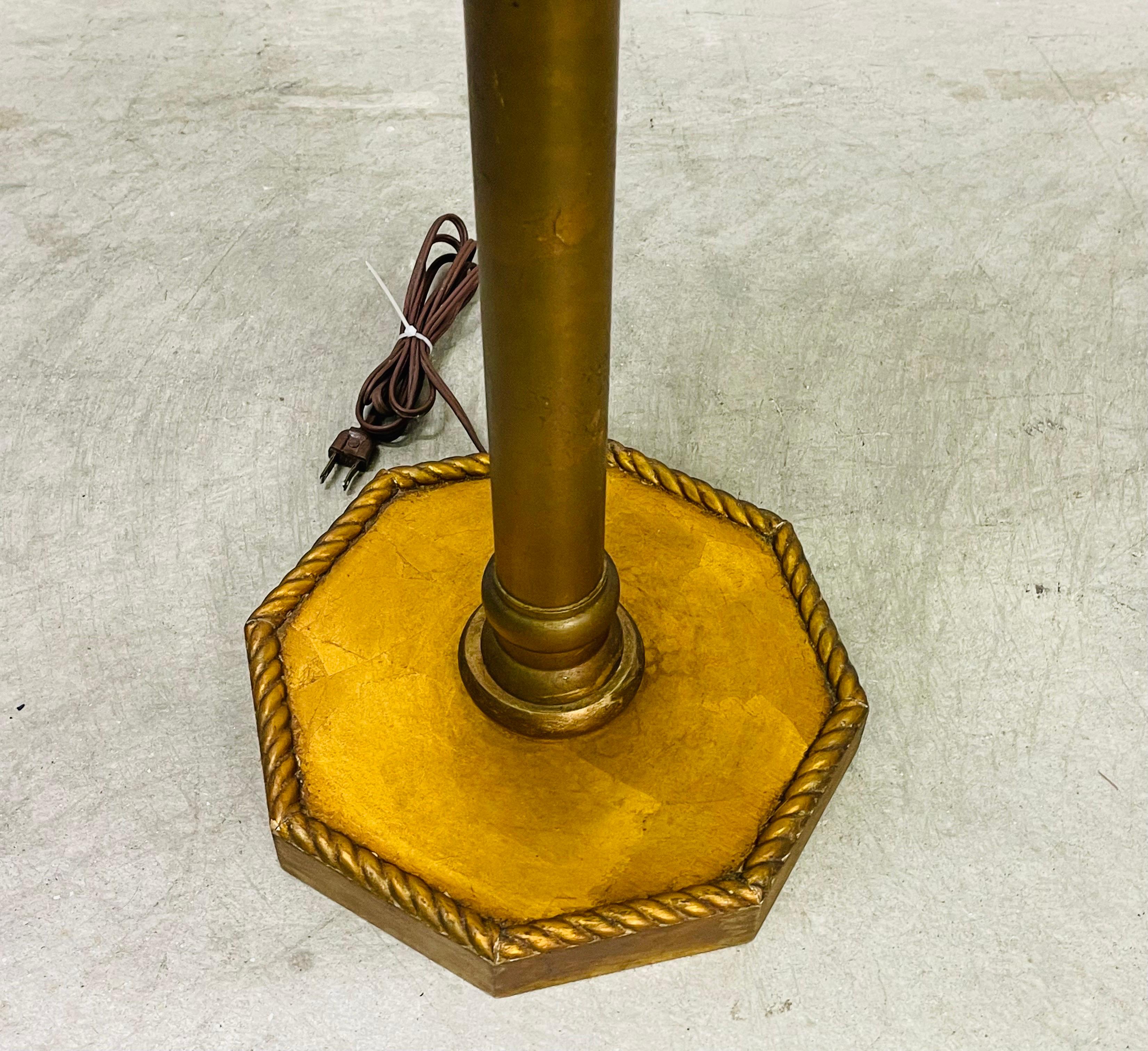 20th Century 1960s Gold Wood Floor Lamp For Sale