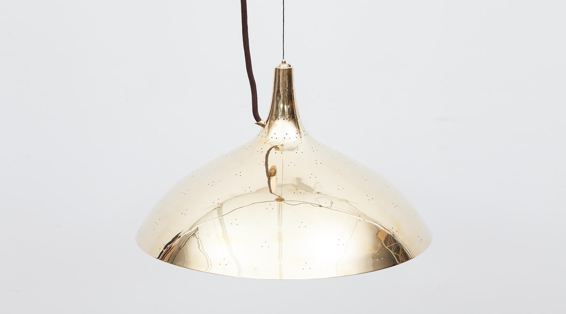 Mid-Century Modern 1960s Golden Brass Ceiling Lamp by Paavo Tynell 'b' For Sale