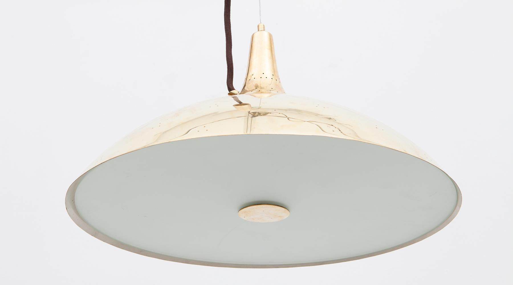 Finnish 1960s Golden Brass Ceiling Lamp by Paavo Tynell 'c' For Sale
