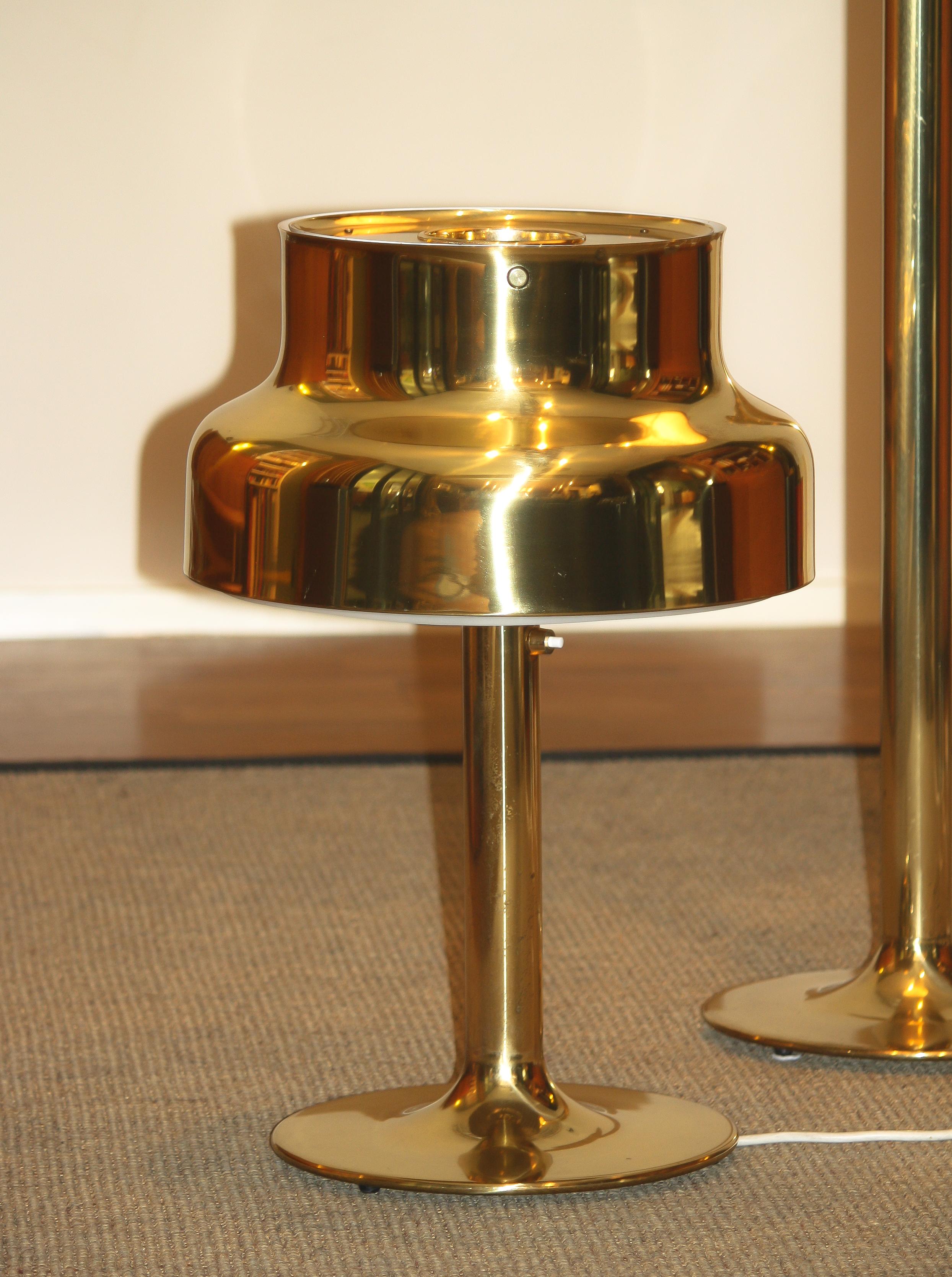 1960s, Golden / Brass Floor and Table Lamp by Anders Pehrson 