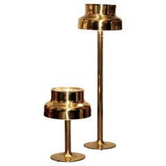 1960s, Golden/Brass Floor and Table Lamp by Anders Pehrson "Bumling", Lyktan