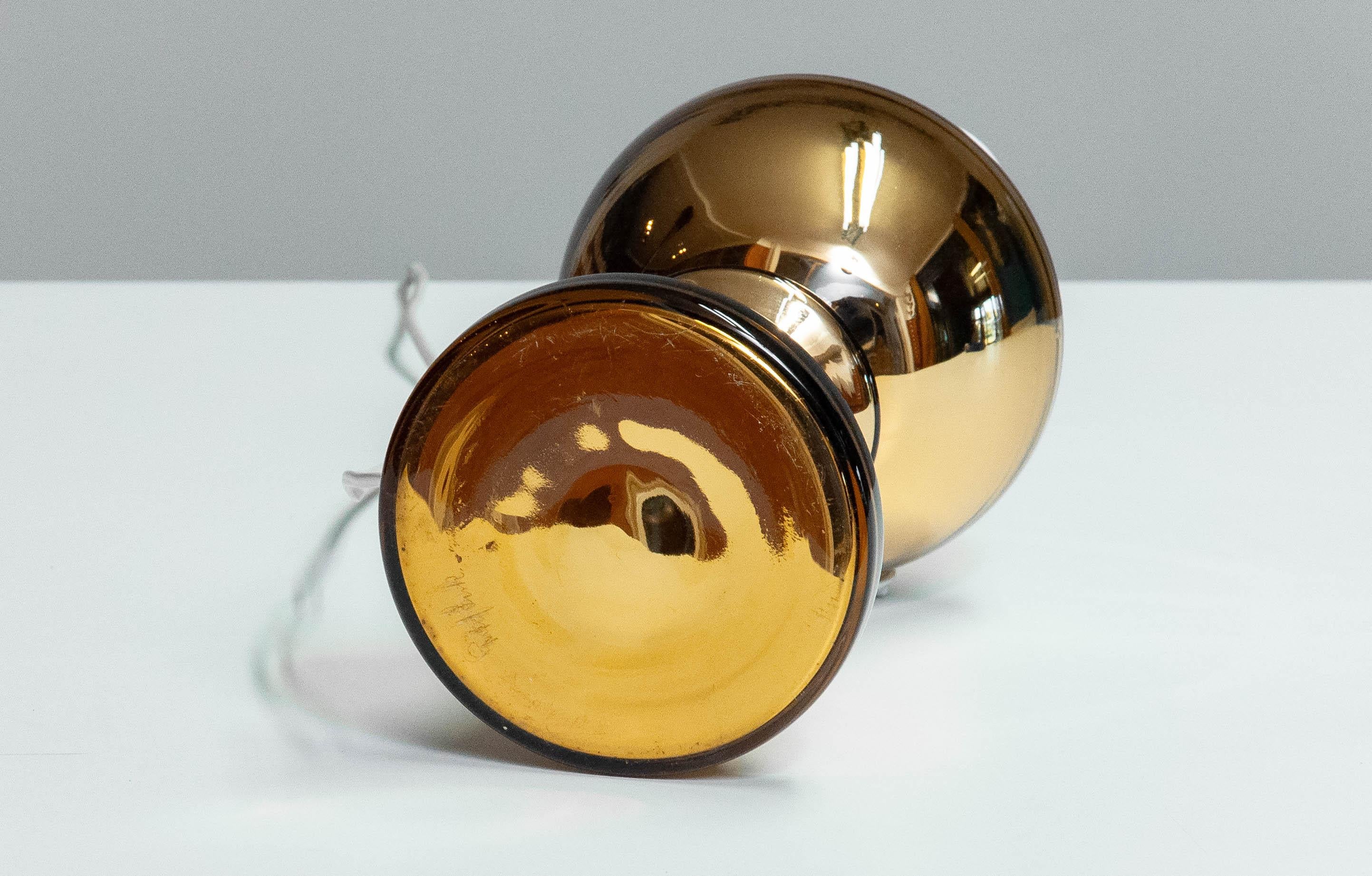 1960s Golden Brutalist Art Glass Table Lamp Designed by Gustav Leek for Luxus 3