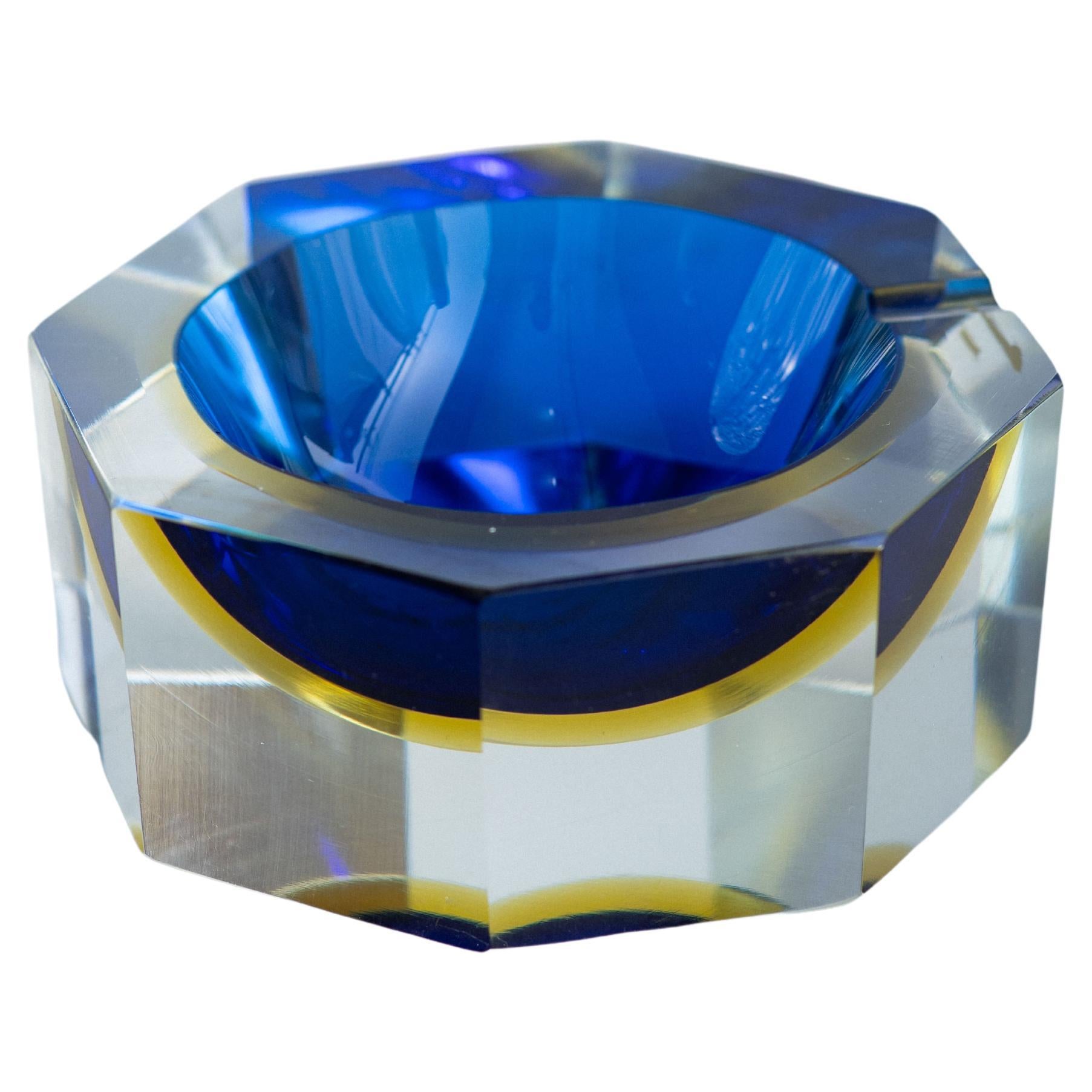 1960s Golden Crown E 
R Italy Murano Sommerso Glass Ashtray