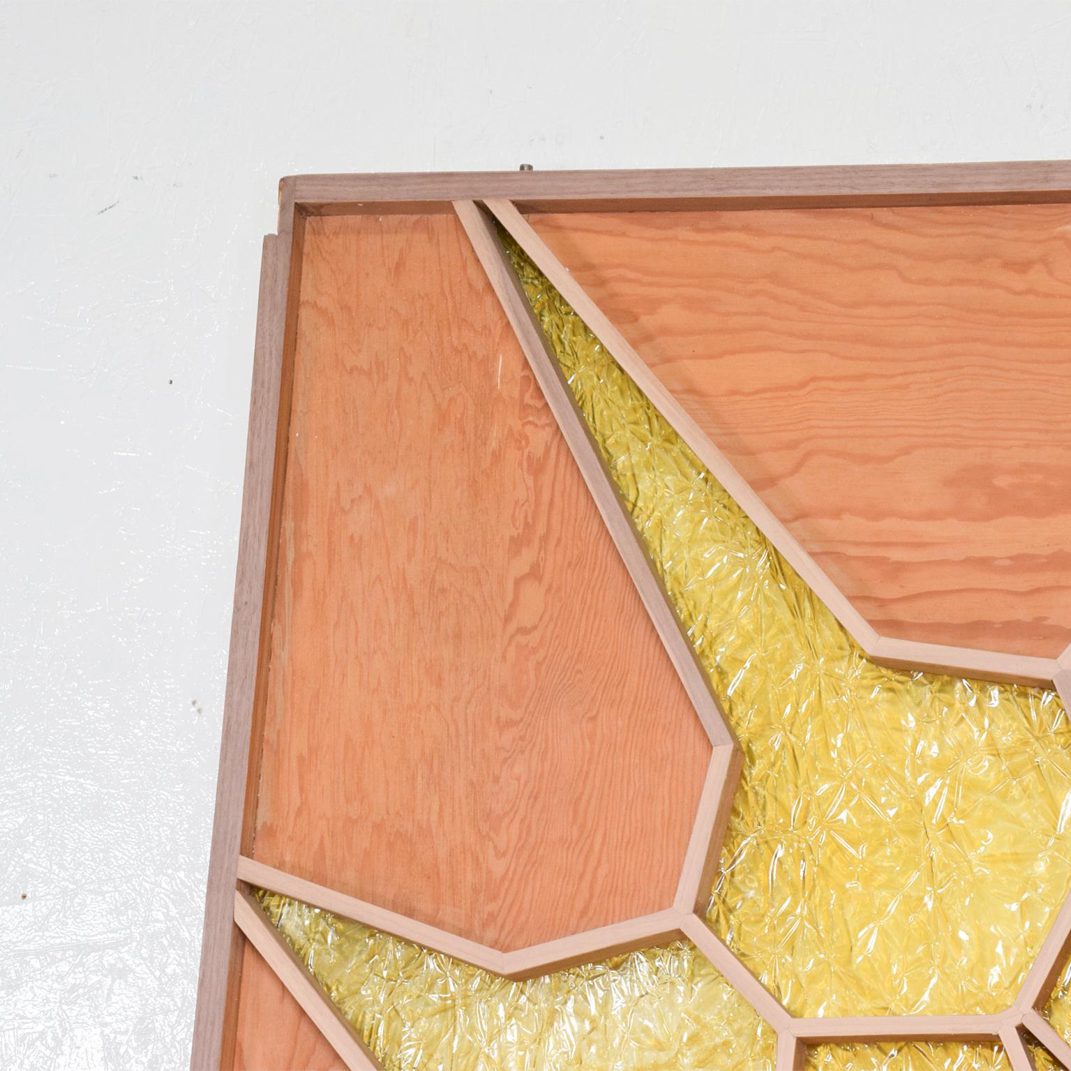 Mid-Century Modern 1960s Golden Flower Sunburst Room Divider Screen Wood Door Panel Modern Mexico For Sale