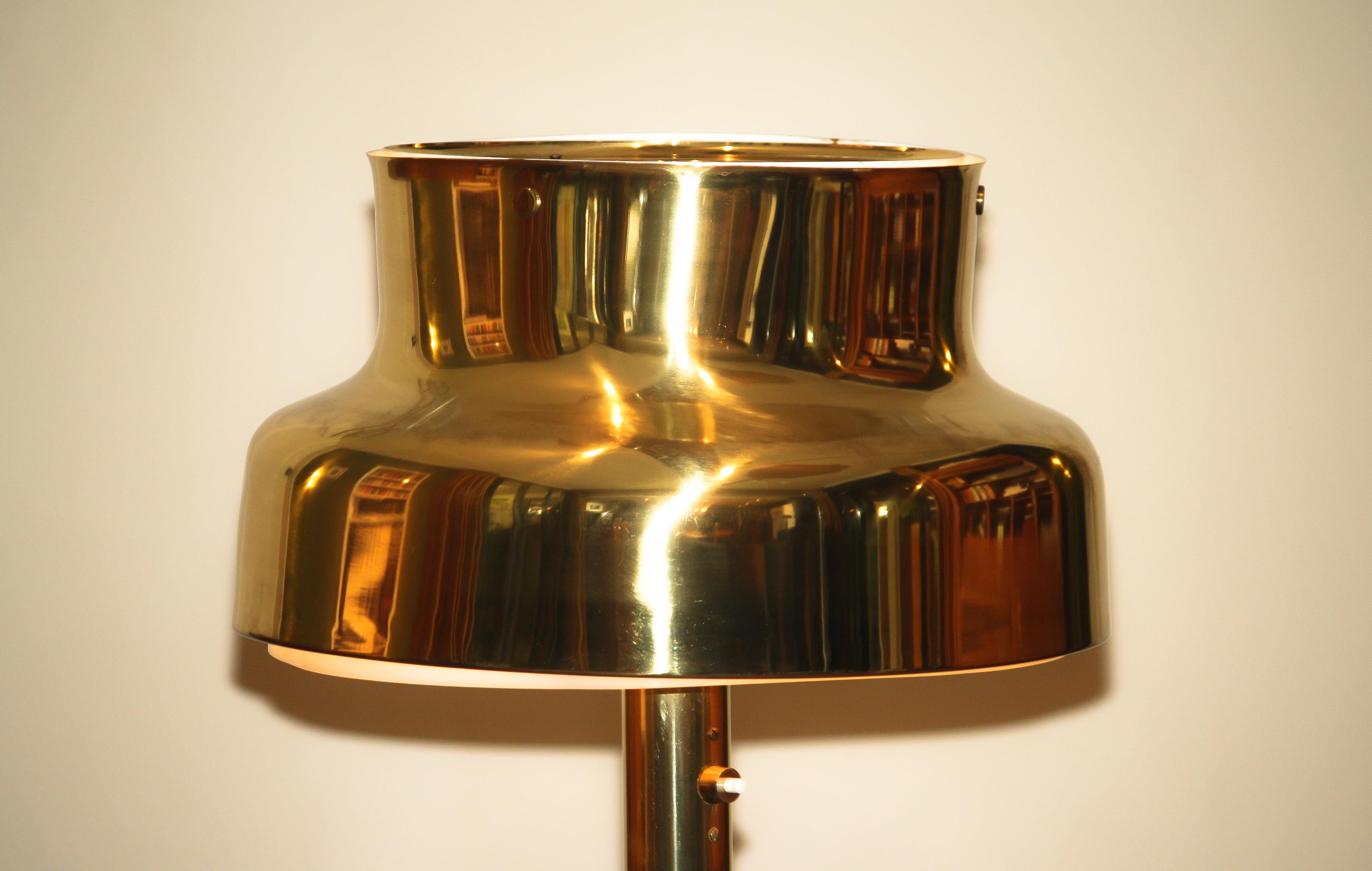 Mid-Century Modern 1960s Golden or Brass Floor Lamp by Anders Pehrson ‘Bumling’ for Ateljé Lyktan