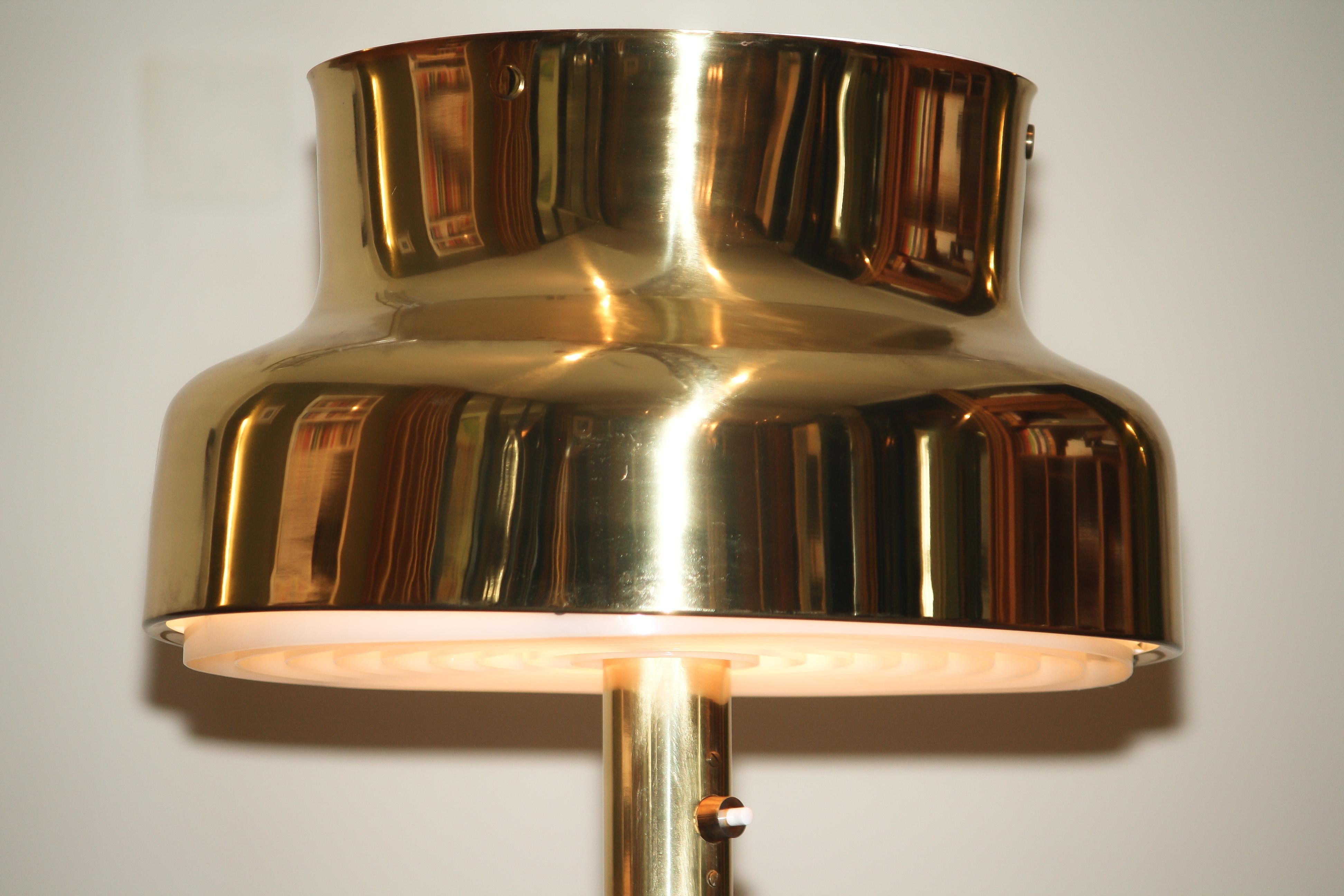Swedish 1960s Golden or Brass Floor Lamp by Anders Pehrson ‘Bumling’ for Ateljé Lyktan