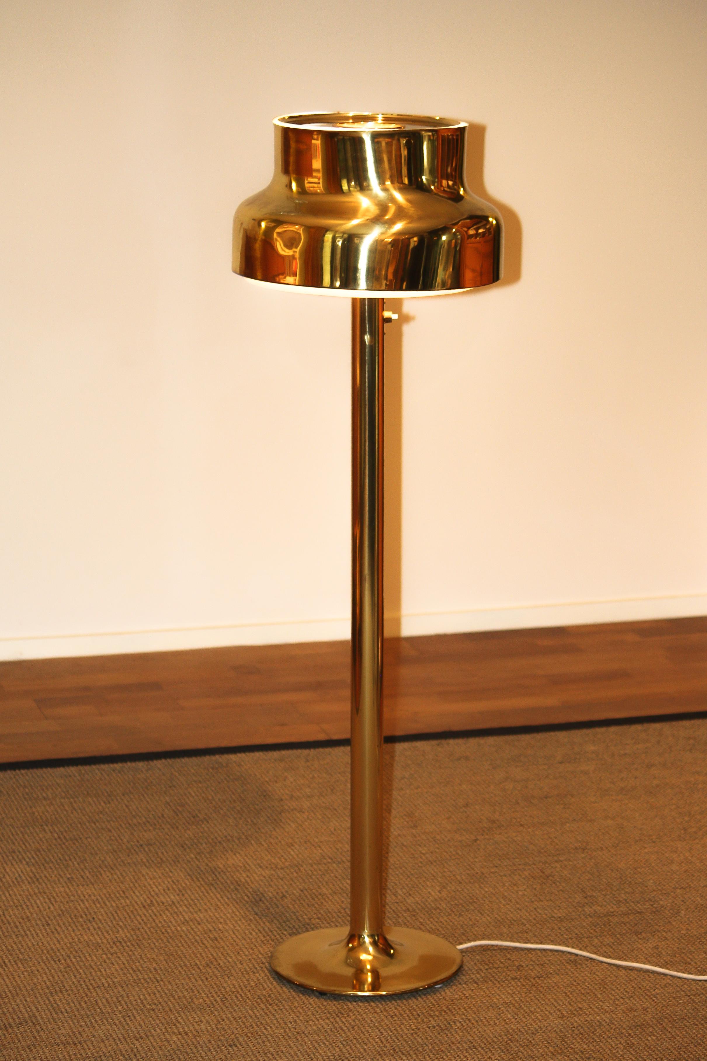 Mid-20th Century 1960s Golden or Brass Floor Lamp by Anders Pehrson ‘Bumling’ for Ateljé Lyktan