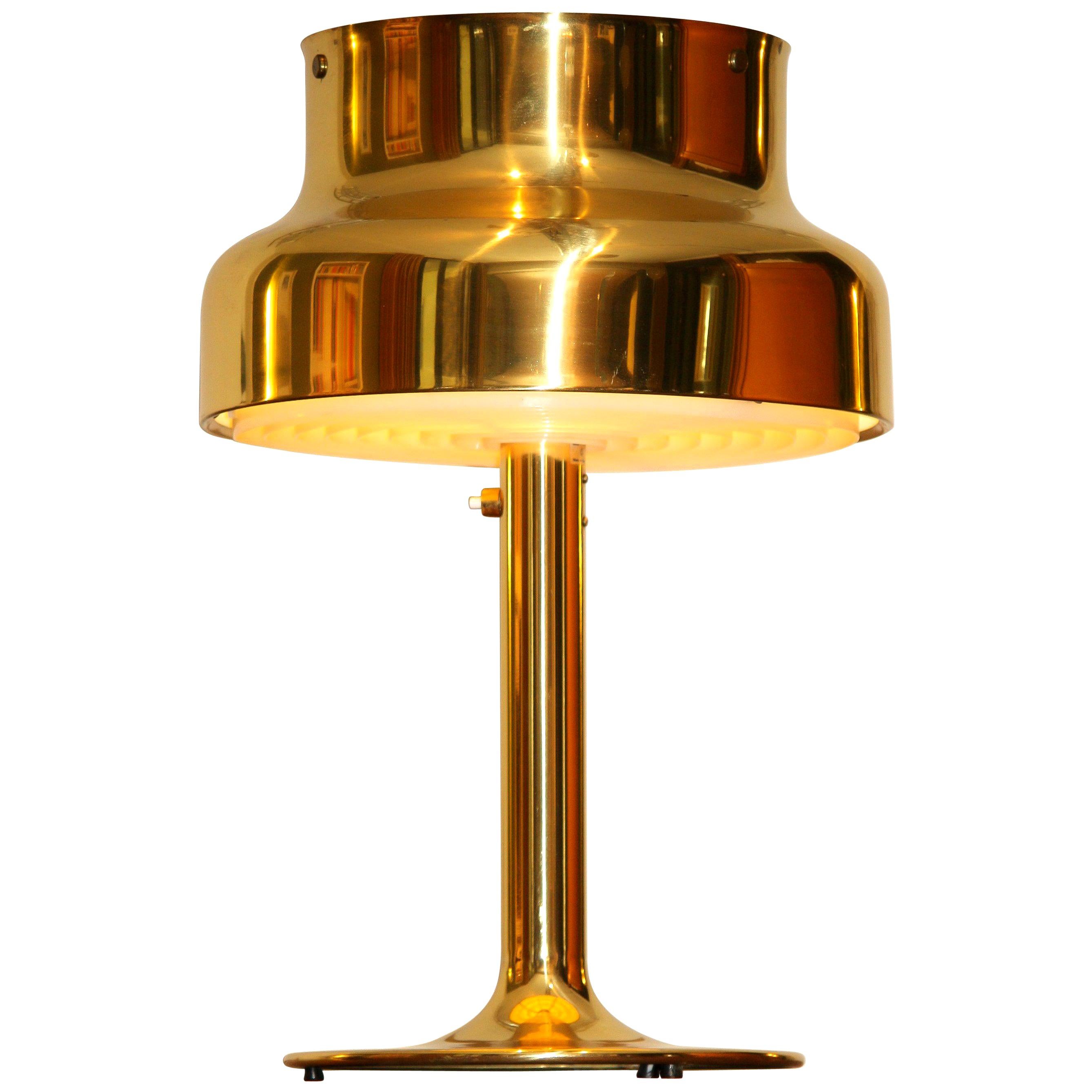 1960s, Golden or Brass Table Lamp by Anders Pehrson "Bumling" for Ateljé Lyktan