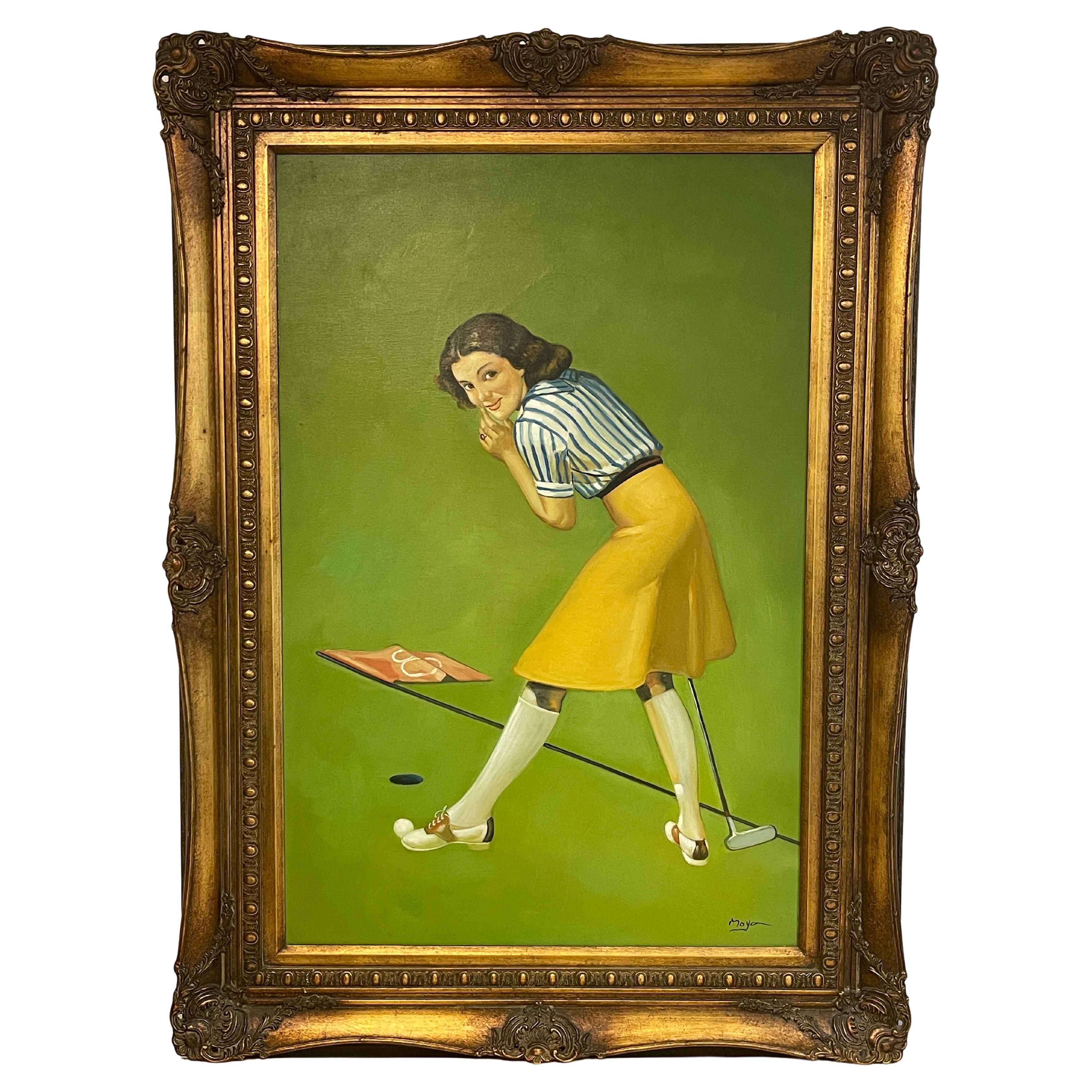 1960s Golf Pinup '8th Hole' by Roberto Moya  For Sale