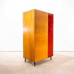 1960's Good Sized Mid Century Red Door Open Wardrobe - UP Zavody