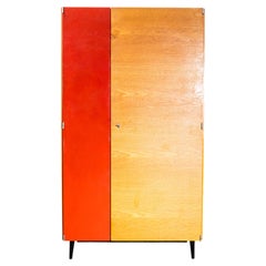 1960's Good Sized Mid Century Red Door Open Wardrobe - UP Zavody