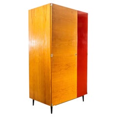 1960's Good Sized Mid Century Red Door Open Wardrobe - UP Zavody