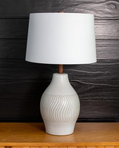 1960s Gordon and Jane Martz White Incised Table lamp M197 for Marshall Studios