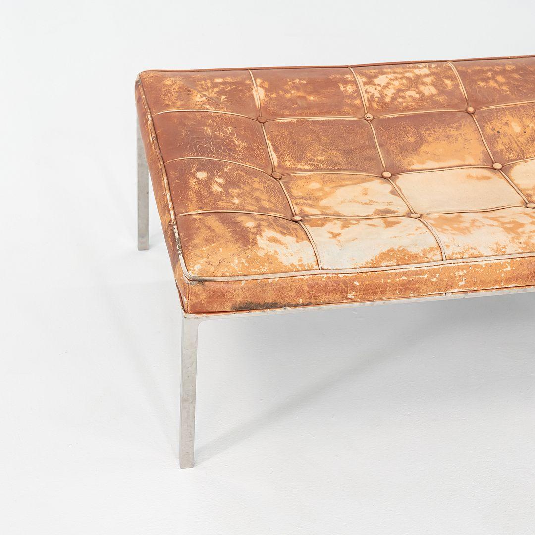 1960s Gordon Bunshaft and Davis Allen of SOM Stainless Steel and Leather Bench en vente 3