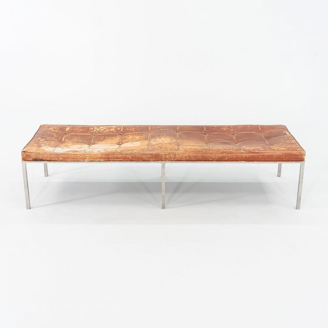 Moderne 1960s Gordon Bunshaft and Davis Allen of SOM Stainless Steel and Leather Bench en vente