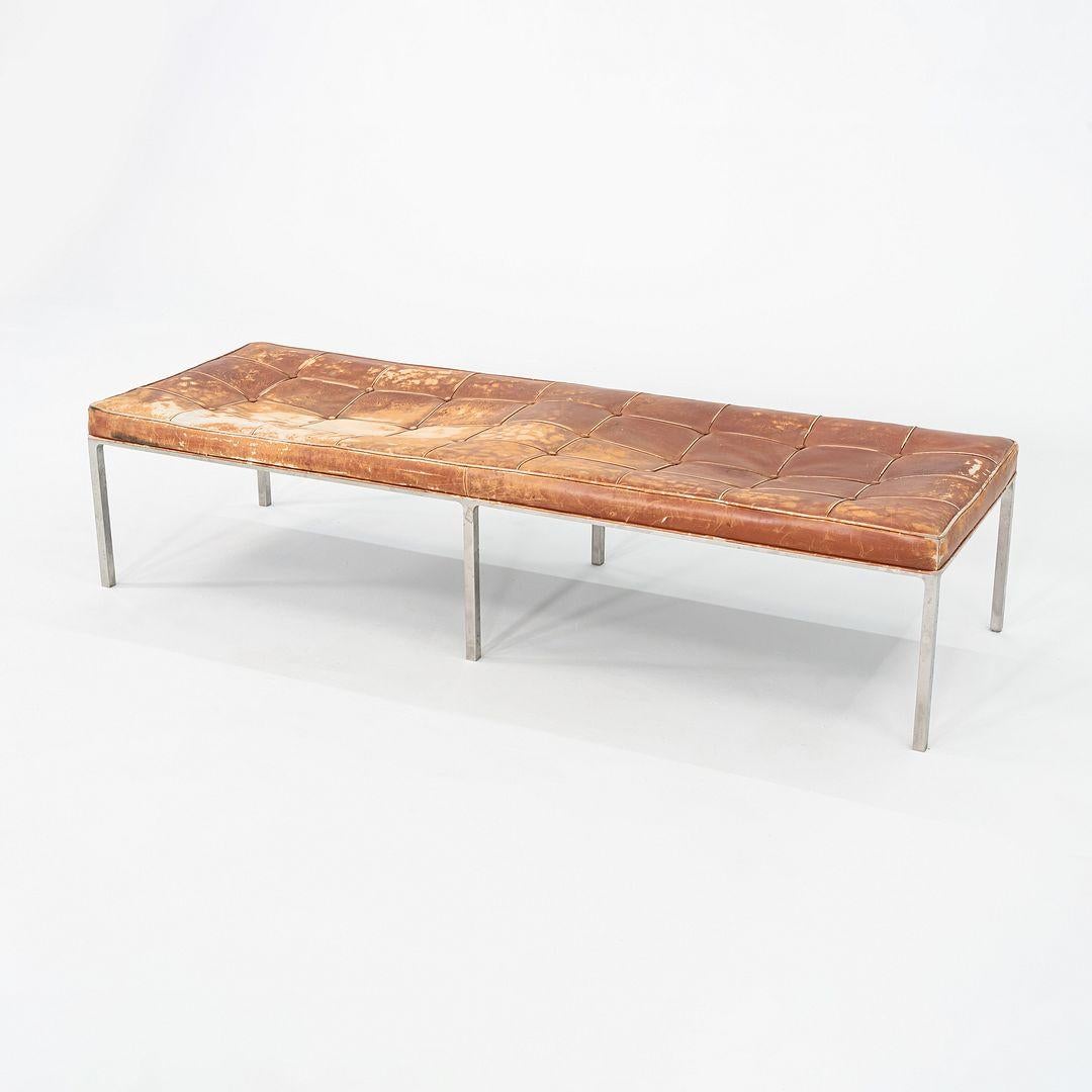 Américain 1960s Gordon Bunshaft and Davis Allen of SOM Stainless Steel and Leather Bench en vente