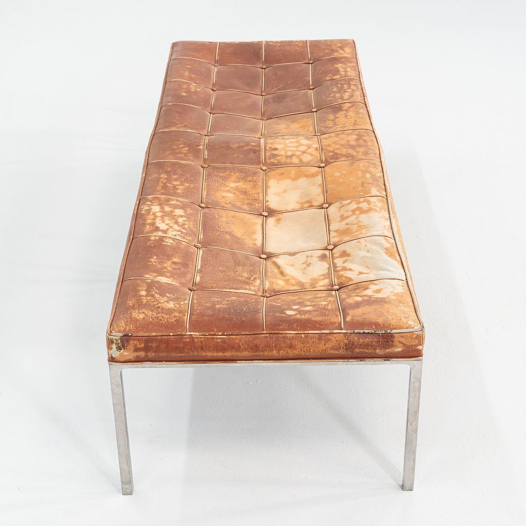 Milieu du XXe siècle 1960s Gordon Bunshaft and Davis Allen of SOM Stainless Steel and Leather Bench en vente