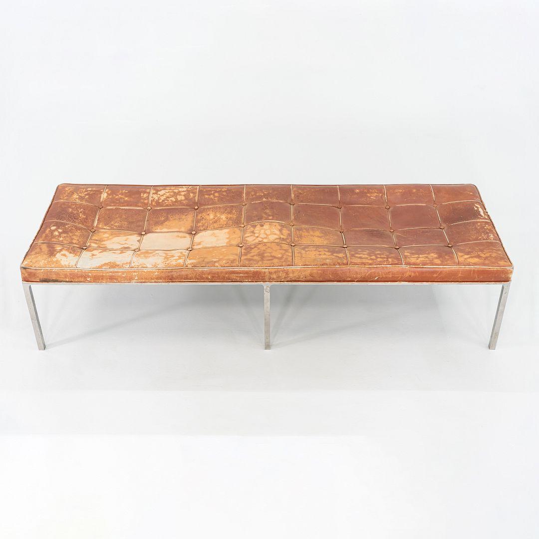 1960s Gordon Bunshaft and Davis Allen of SOM Stainless Steel and Leather Bench en vente 1