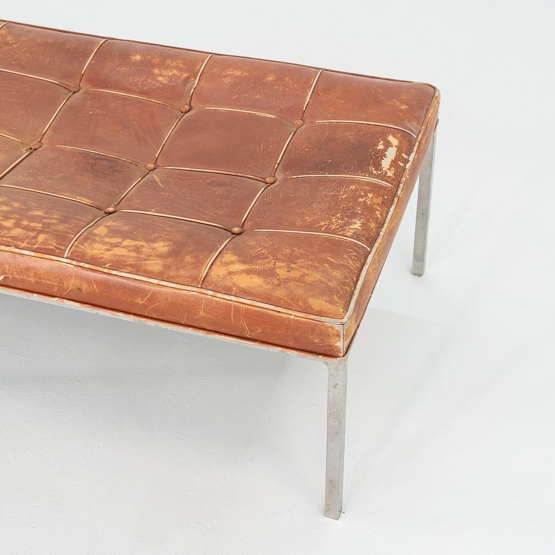 1960s Gordon Bunshaft and Davis Allen of SOM Stainless Steel and Leather Bench en vente 2