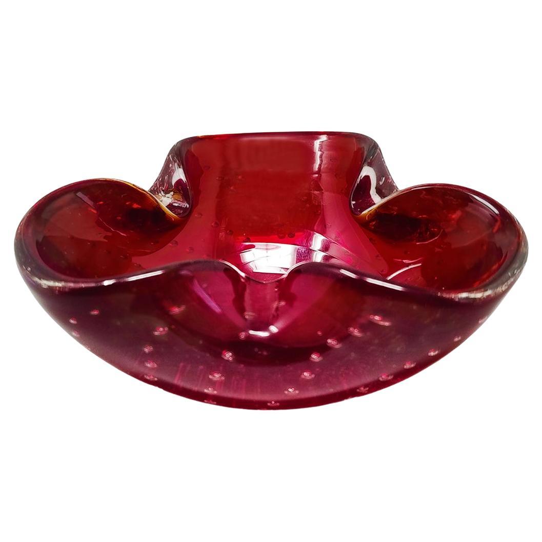 1960s Gorgeous Ashtray or Catchall in Bullicante Murano Glass by Flavio Poli