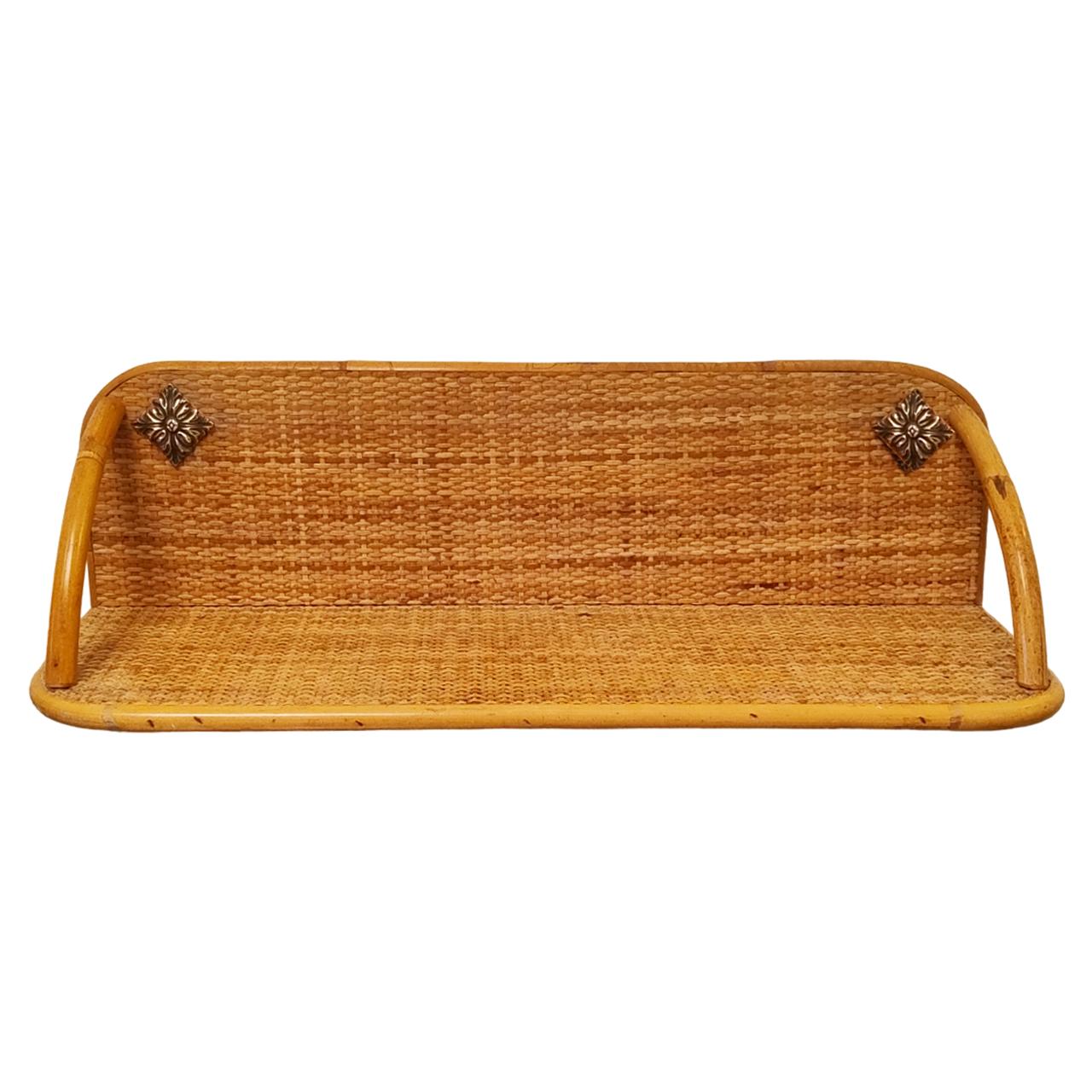 Metà XX secolo 1960 Splendido specchio e console in bambù e rattan. Prodotto in Italia in vendita