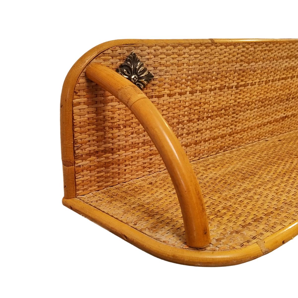 Bambù 1960 Splendido specchio e console in bambù e rattan. Prodotto in Italia in vendita