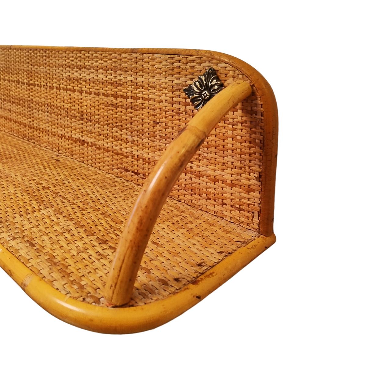 1960 Splendido specchio e console in bambù e rattan. Prodotto in Italia in vendita 1
