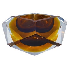 1960s Gorgeous Big Amber Ashtray or Catchall by Flavio Poli for Seguso