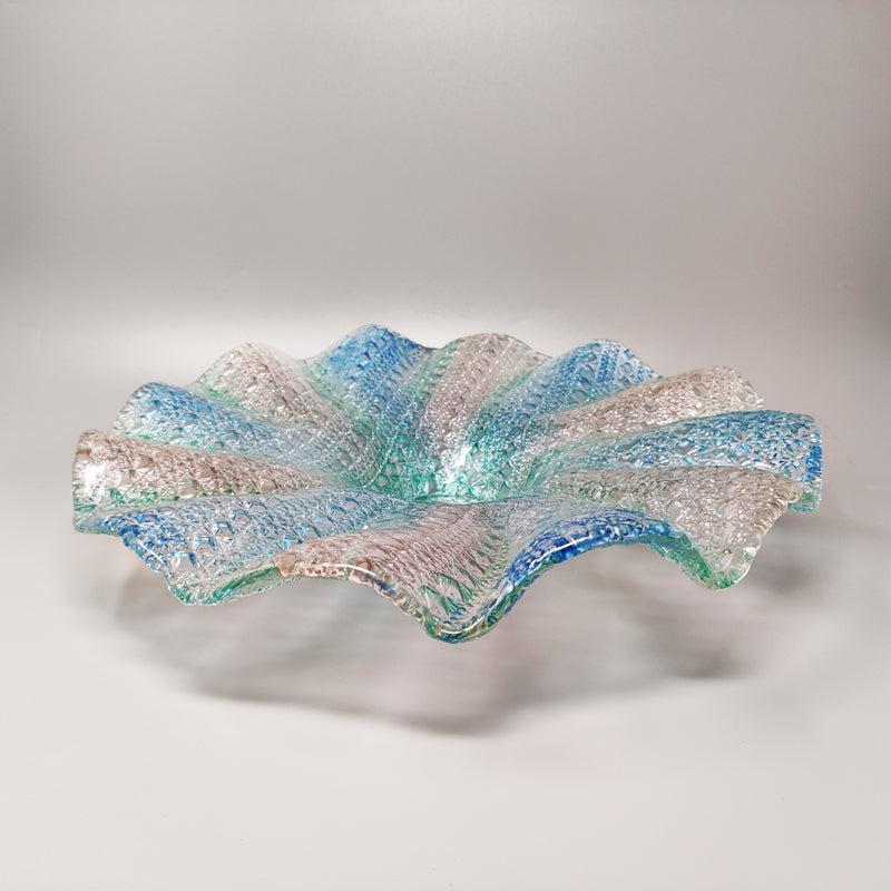 Mid-Century Modern 1960s Gorgeous Big Blue, Pink and Green Centerpiece in Murano Glass by Linea Art For Sale
