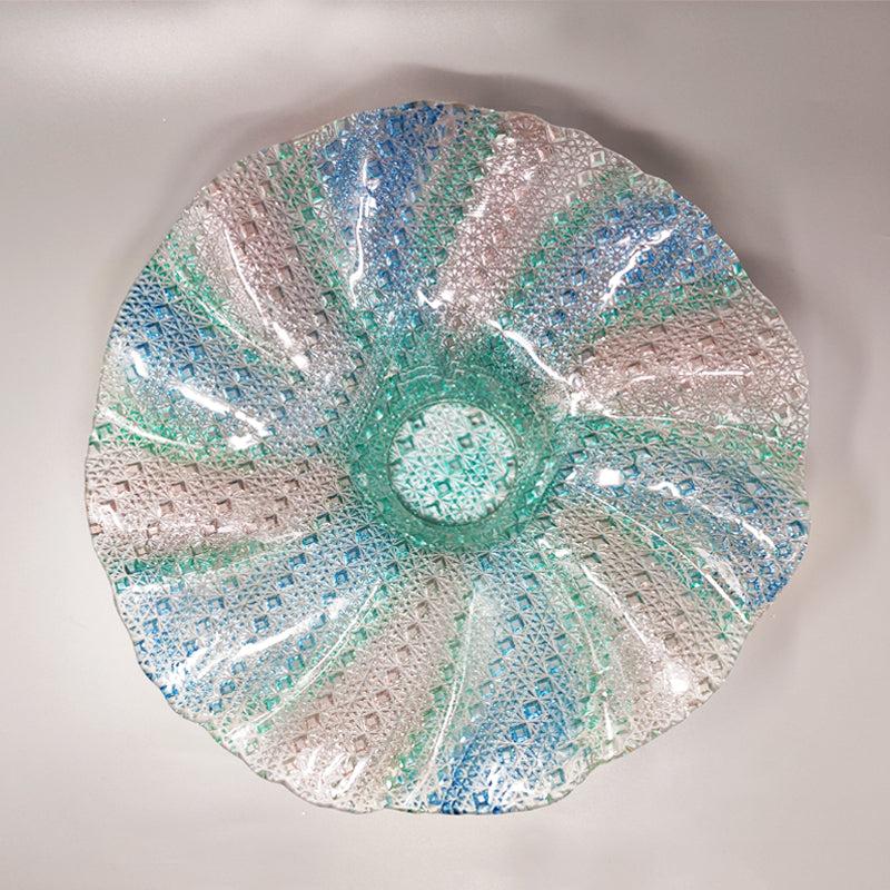 Italian 1960s Gorgeous Big Blue, Pink and Green Centerpiece in Murano Glass by Linea Art For Sale