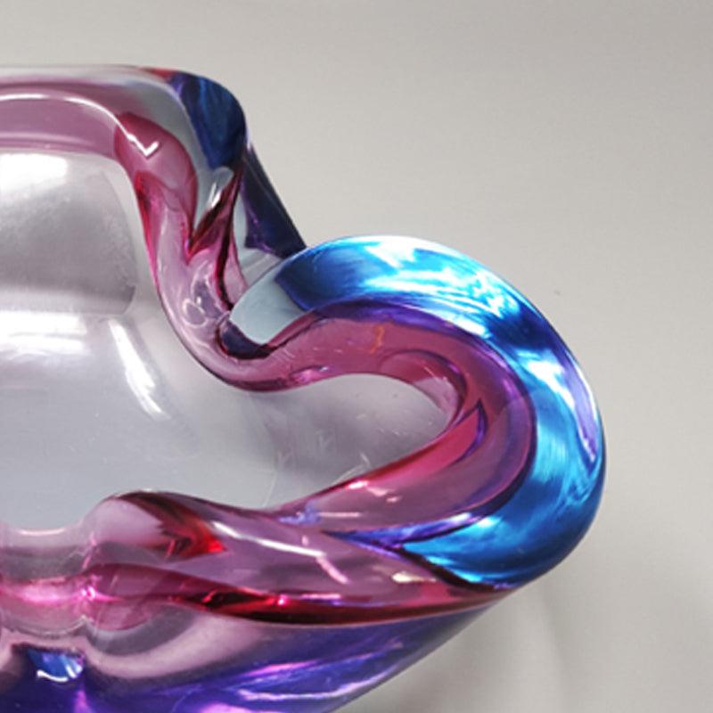 Metà XX secolo Splendido posacenere o portacenere blu e rosa degli anni '60 di Flavio Poli in vendita