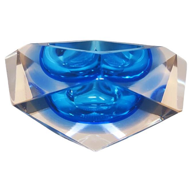 1960s Gorgeous Blue Ashtray or Catchall by Flavio Poli for Seguso. For Sale