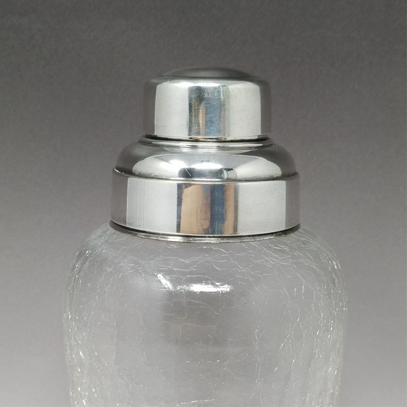 1960s Gorgeous Cocktail Shaker in Crackle Glass. Made in Italy In Excellent Condition For Sale In Milano, IT