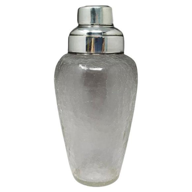 1960s Cocktail Shaker in Crackle Glass. Made in Italy For Sale