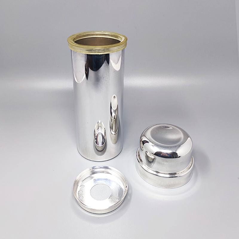 Italian 1960s Gorgeous Cocktail Shaker in Silver Plated by P.M. Made in Italy For Sale