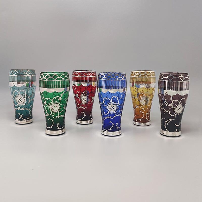 1960er Jahre Wunderschönes Cocktail Shaker Set mit sechs Gläsern. Hergestellt in Italien (Glas) im Angebot