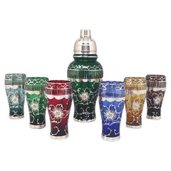 Precioso juego de coctelera de los años 60 con seis vasos. Fabricado en Italia