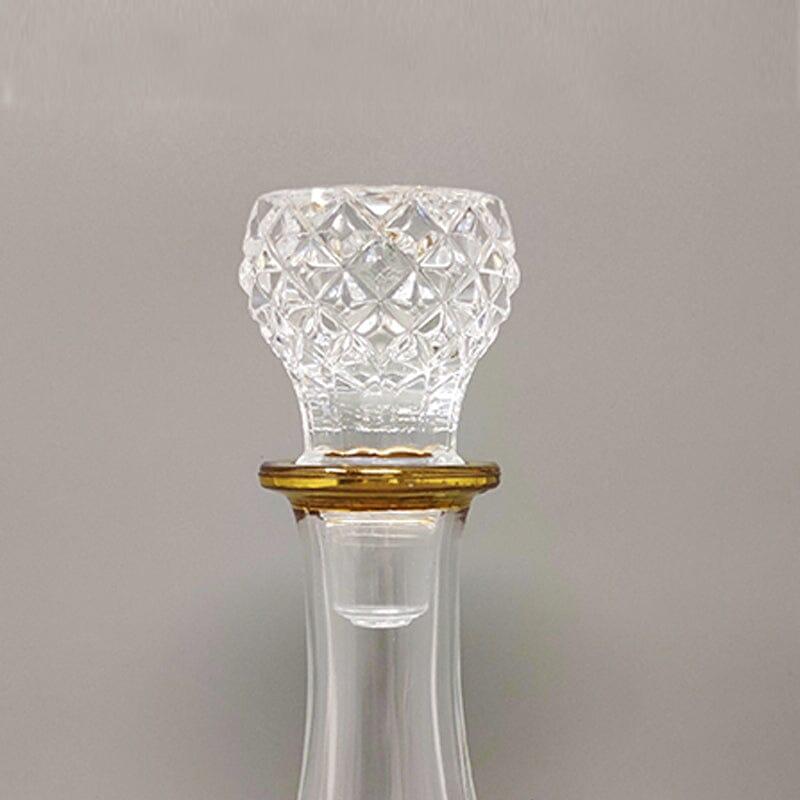 Italian 1960s Gorgeous Crystal Decanter with 2 Crystal Glasses. Made in Italy For Sale