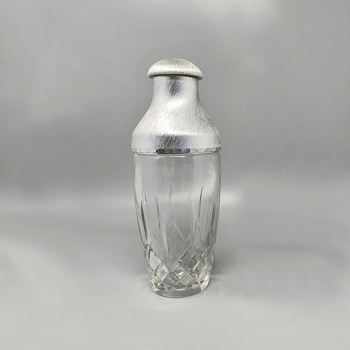 Italian 1960s Gorgeous Cut Crystal Cocktail Shaker with Ice Bucket by Arir. For Sale