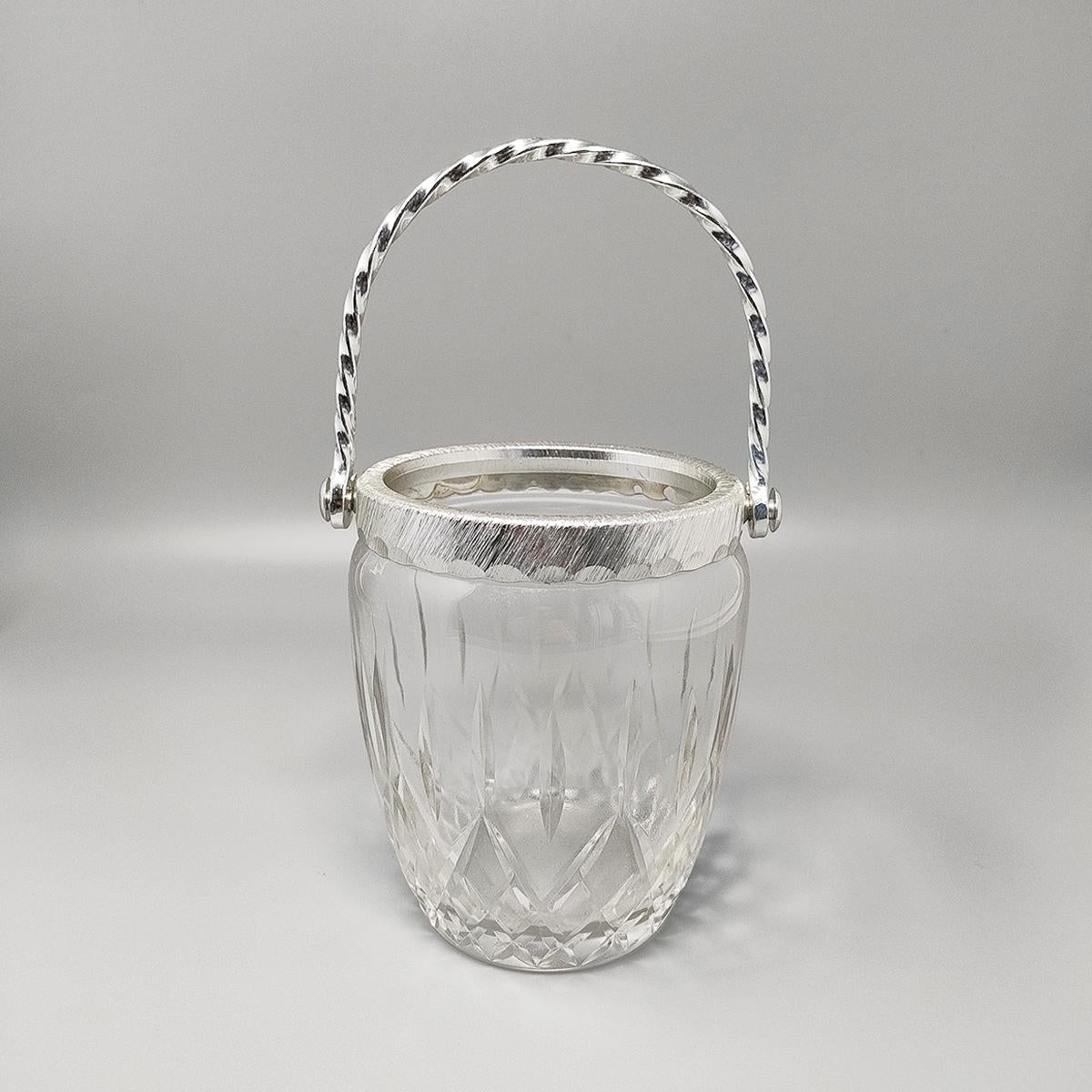 1960s Gorgeous Cut Crystal Cocktail Shaker with Ice Bucket by Arir. For Sale 1