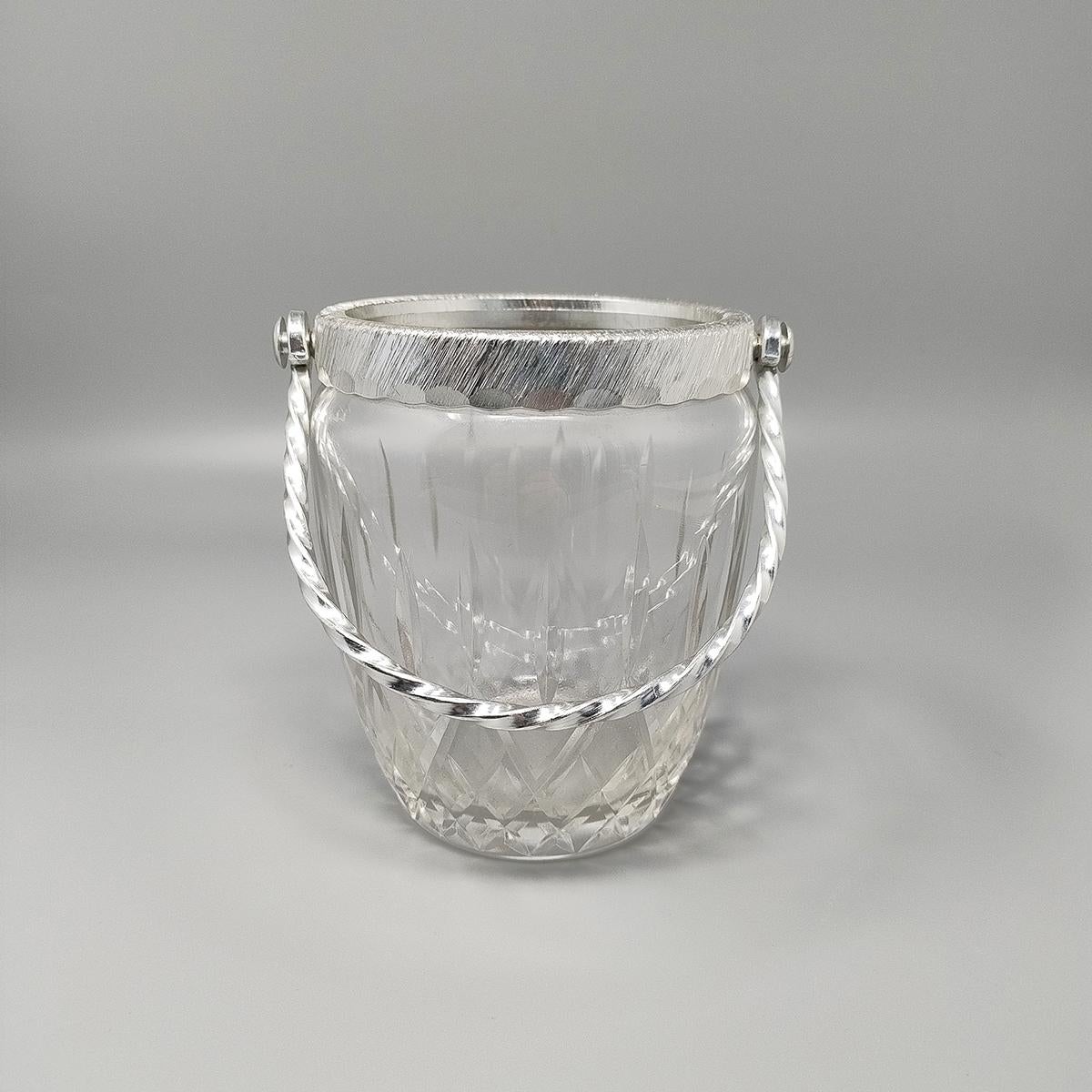 1960s Gorgeous Cut Crystal Cocktail Shaker with Ice Bucket by Arir. For Sale 2