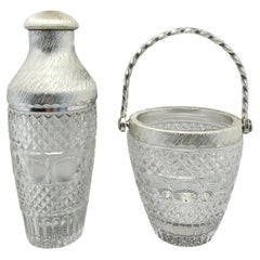 Preciosa Coctelera de Cristal Tallado de los años 60 con Cubitera de Arir.