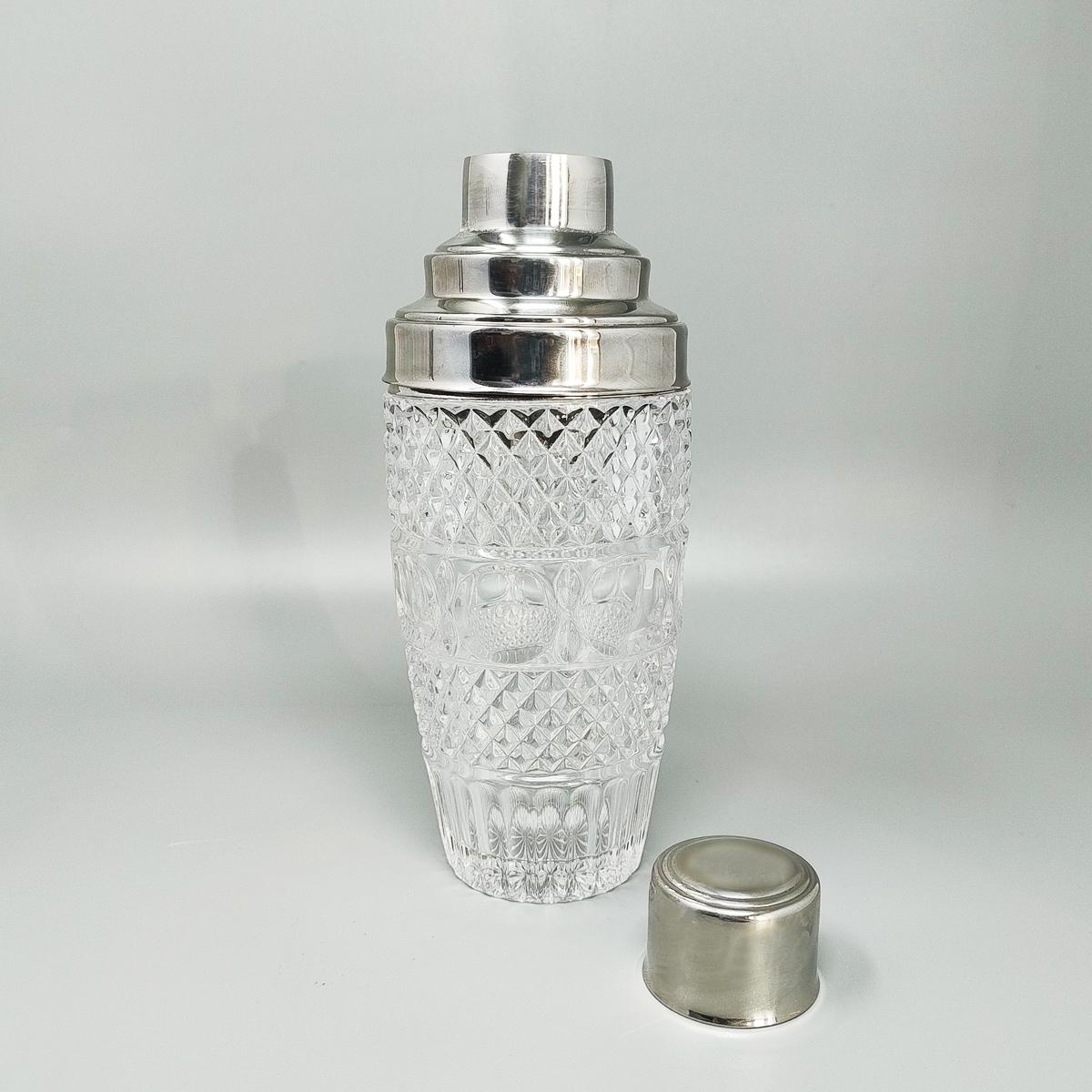 1960 Preciosa Coctelera de Cristal Tallado con Cubitera Fabricada en Italia Italiano