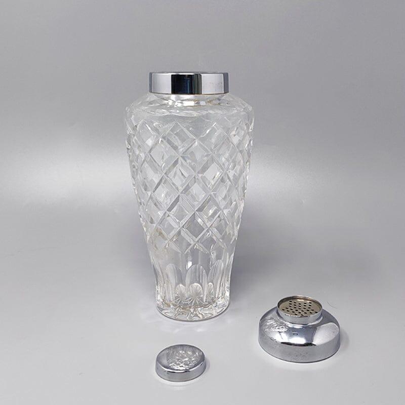 1960s Gorgeous Cut Crystal Cocktail Shaker with Ice Bucket Made in Italy In Excellent Condition For Sale In Milano, IT