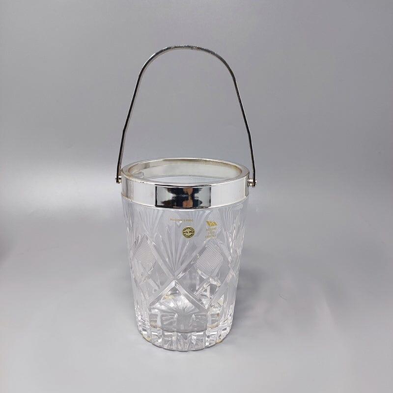 Mid-20th Century 1960s Gorgeous Cut Crystal Cocktail Shaker with Ice Bucket Made in Italy For Sale