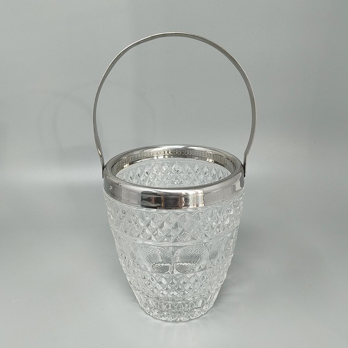 1960 Preciosa Coctelera de Cristal Tallado con Cubitera Fabricada en Italia 1