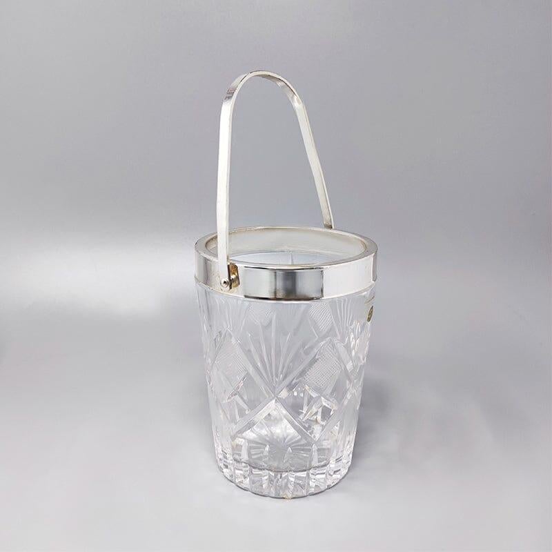 1960s Gorgeous Cut Crystal Cocktail Shaker with Ice Bucket Made in Italy For Sale 1