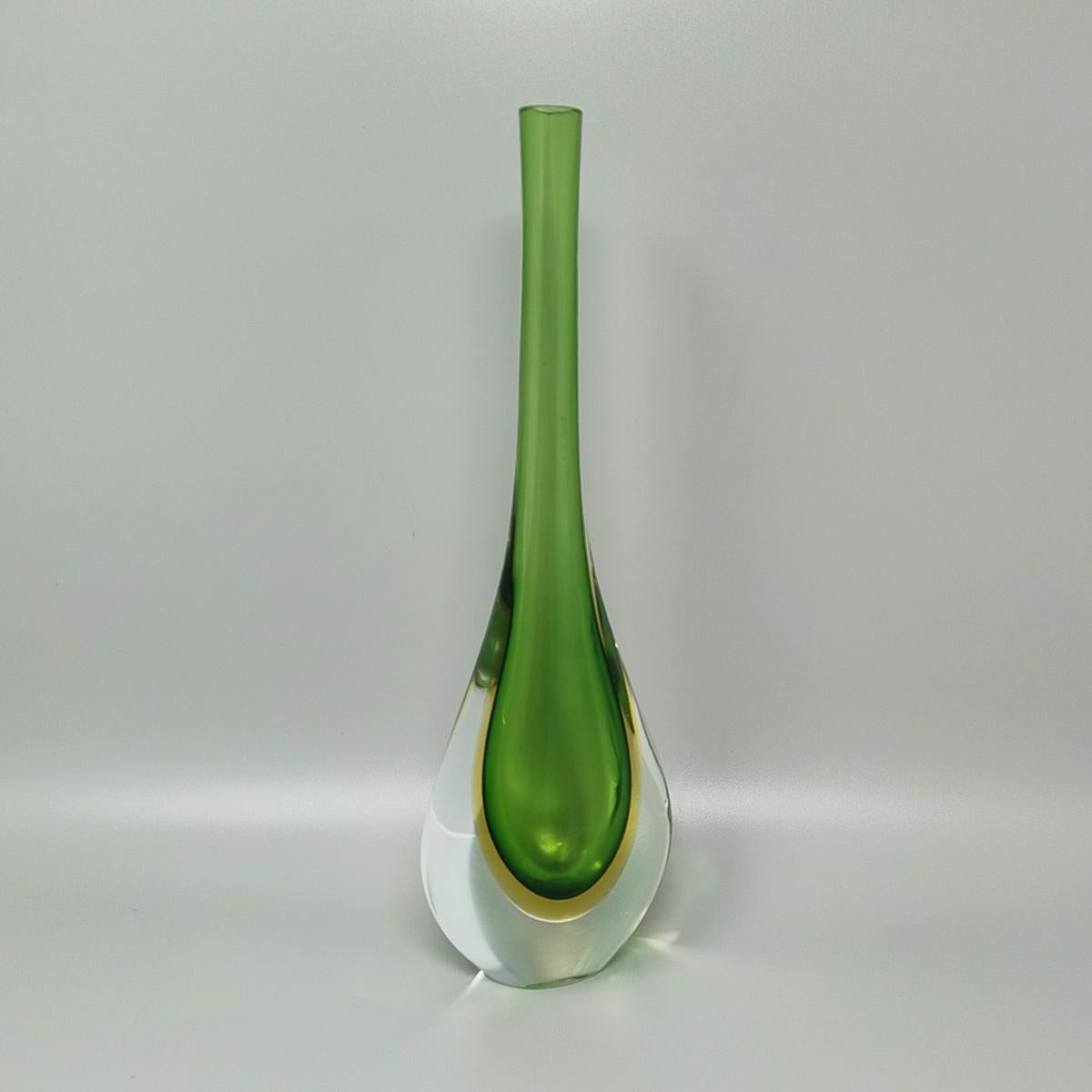 Mid-Century moderno Splendido vaso verde e giallo di Flavio Poli degli anni '60 in vendita