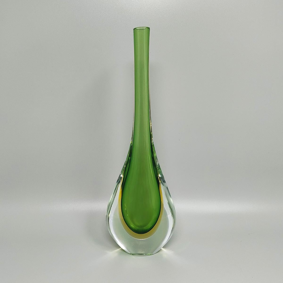 Splendido vaso verde e giallo di Flavio Poli degli anni '60 In condizioni ottime in vendita a Milano, IT